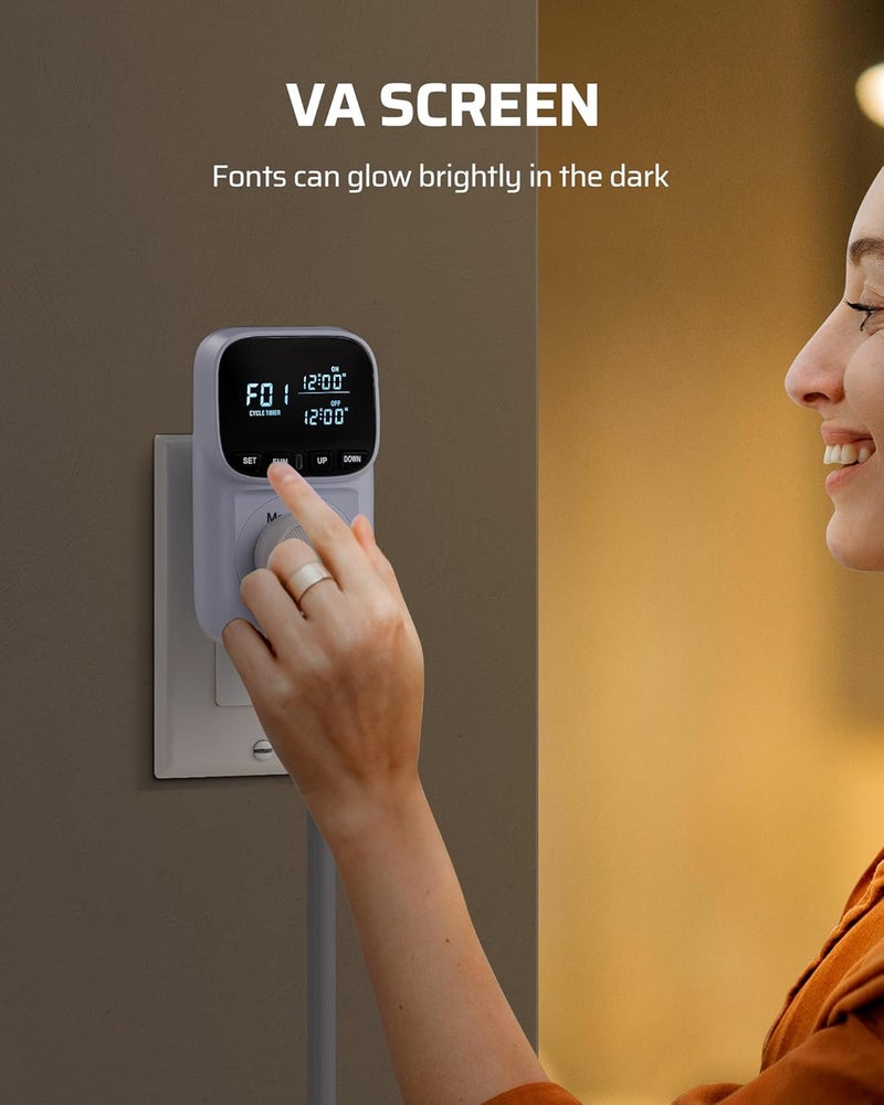 DEWENWILS Digital Temperature Controller, Heavy Duty 15A/1800W Thermostat Outlet Plug, VA Display Heating Cooling Control Timer, -40℉~210℉, Cyclic Timing/Countdown, for Greenhouse Incubator Homebrew - Image 5